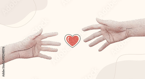 Two hands reaching towards a heart symbol illustration Vector (6)