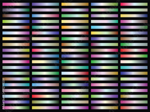 A vibrant collection of numerous colorful horizontal gradient bars arranged neatly on a dark backdrop