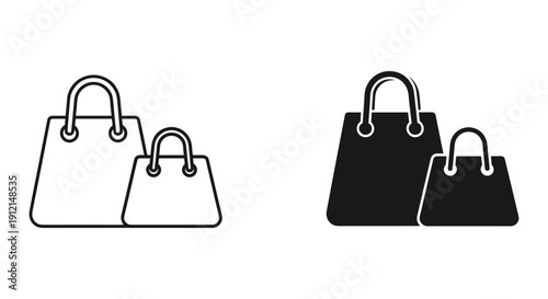 Shopping bags set minimalist flat design vector illustration isolated on white