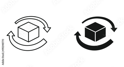 3D cube rotation cycle flat design vector illustration scalable graphic