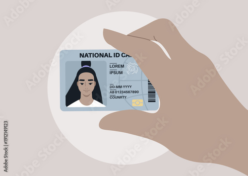 hands elegantly reach for a national ID card, symbolizing identity and belonging, This moment captures the essence of personal connection and the significance of identification