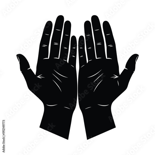 Open two hands for prayer silhouette vector art