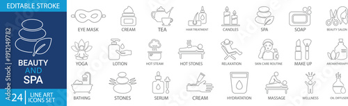 Beauty & Spa Line art icon set. 