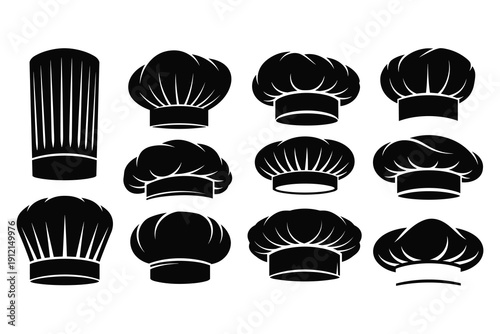 Collection of chef hats and toques in various styles vector illustration