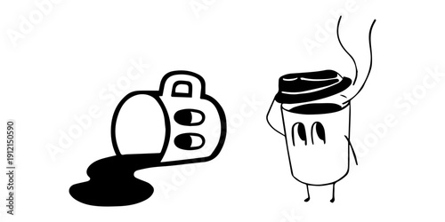 Espresso icon. Strong coffee in espresso cup and smoke. Vector Illustration