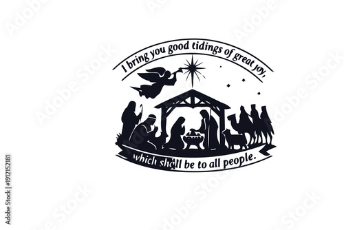 christmas nativity scene with angels and shepherds