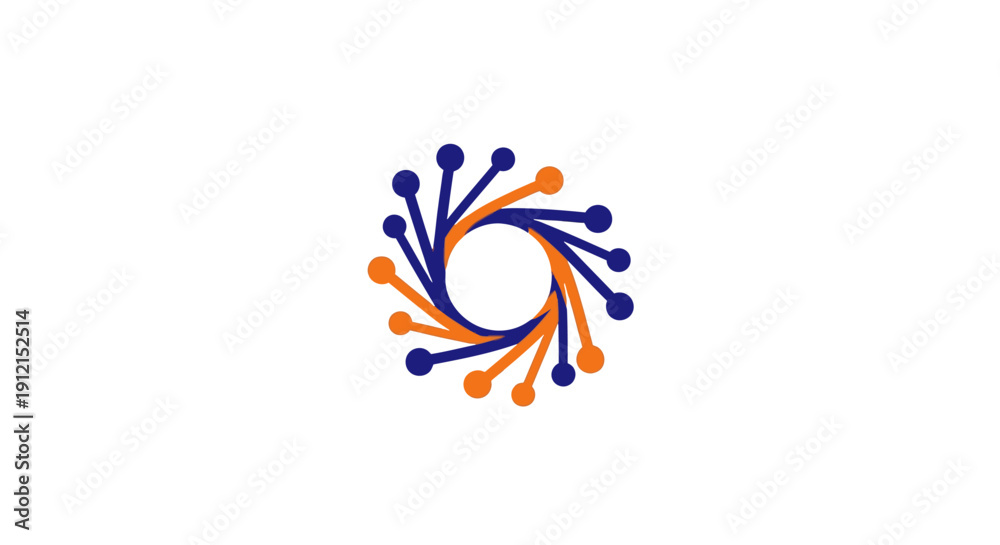 Obraz premium Abstract blue and orange circular logo design element.
