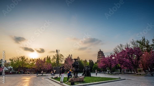 Wallpaper Mural Pagoda with Cherry Blossoms at Sunset Torontodigital.ca