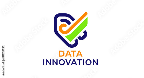 Data Innovation Logo Design Concept with Abstract Shapes.