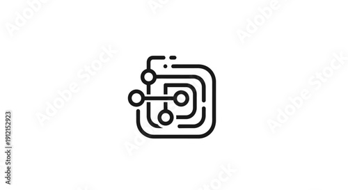 Simple black line art logo design element on white background.