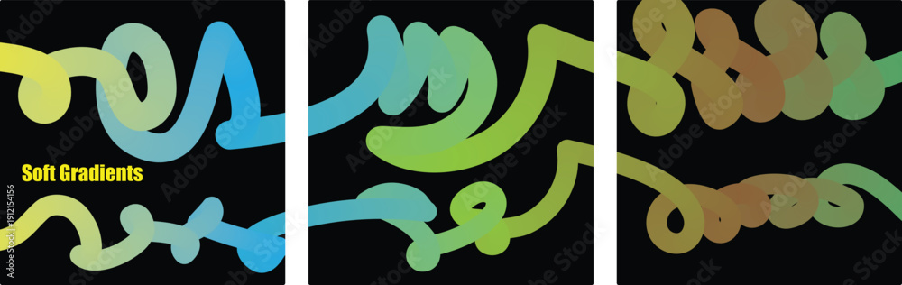 Obraz premium Vibrant abstract art triptych with swirling patterns and colors