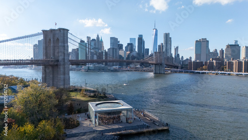 Aerial view from Brooklyn Bridge, New York, USA