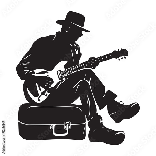 Guitar Player Silhouette vector cut files