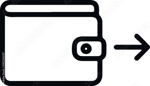 Spending money icon featuring a wallet with an outgoing arrow, symbolizing expenses and cash outflow