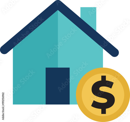 House for sale or rent concept vector illustration property investment market real estate housing cost financial icon symbol home ownership dollar sign