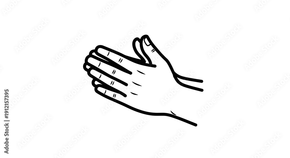 Obraz premium Hands clapping silhouette illustration against white background