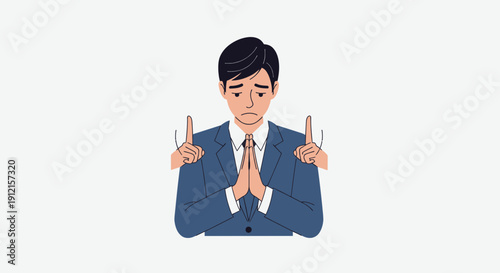 Concerned businessman with hands clasped gesture suggesting support