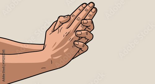 Hands clapping illustration in cartoon style for communication and appreciation