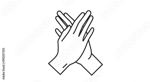 Hands clapping in black and white illustrative style