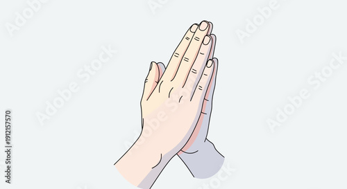 Hands clasped together in prayer or greeting gesture illustration