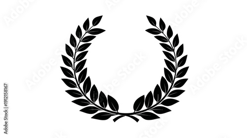 Classic Black Laurel Wreath Icon. Symbol of Victory, Achievement, Honor, and Success. Elegant Vintage Design Element.