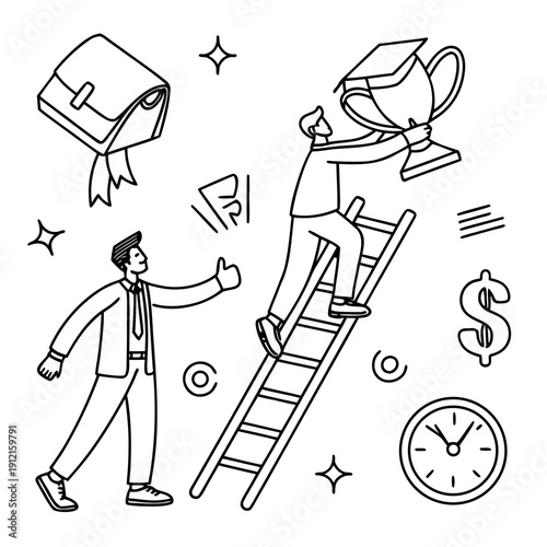 Two businessmen working together to achieve success Vector