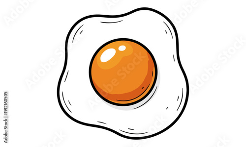 Sunny-Side Up Fried Egg Cartoon Vector Icon on White Background