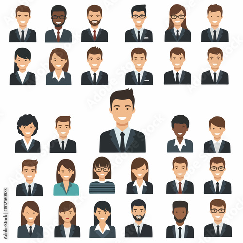 Diverse business people icons set cartoon characters