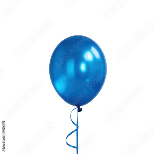 Blue helium balloon blue balloon shiny reflective isolated on a transparent background