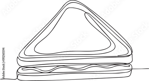 Simple line drawing of a sandwich with two triangular slices