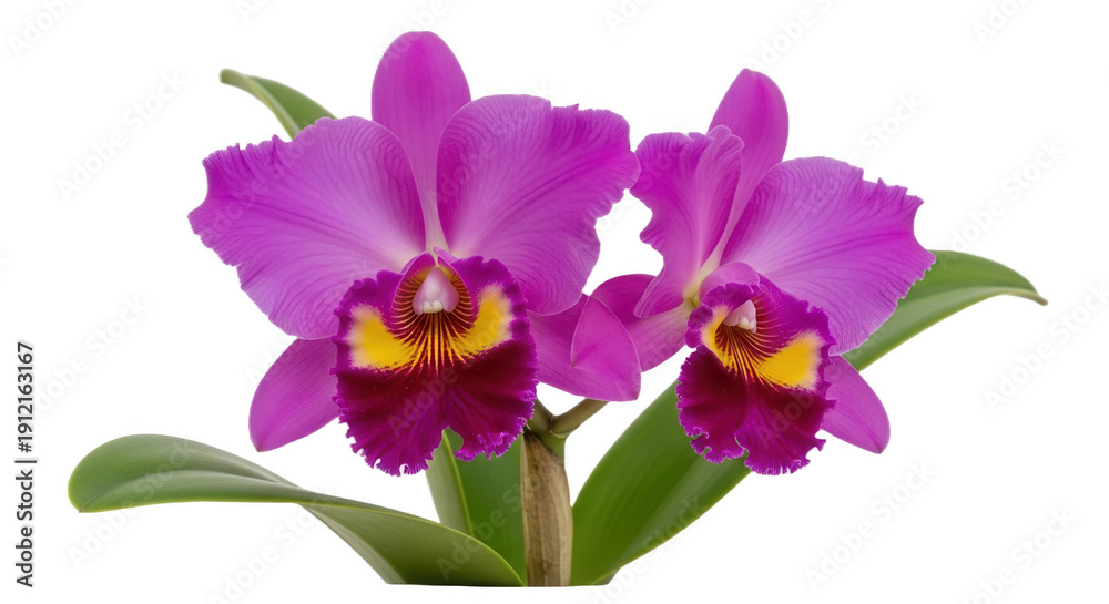 Obraz premium Purple orchid flowers isolated on transparent background