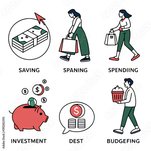 Bilde på lerret Financial management concepts for everyday life Vector