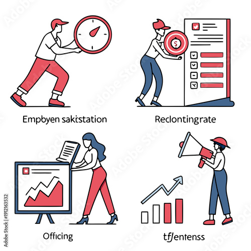 Business people working with graphs and targets Vector