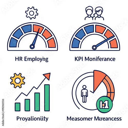 Business metrics and performance indicators infographic Vector