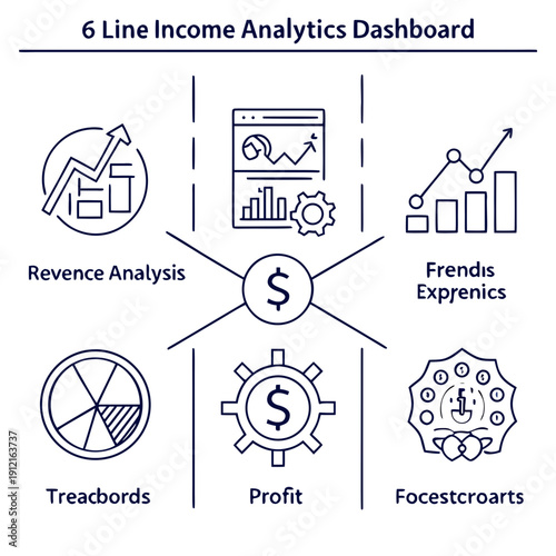 A line income analytics dashboard Vector