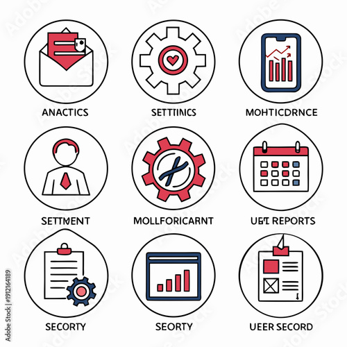 A collection of business icons for analytics and management Vector