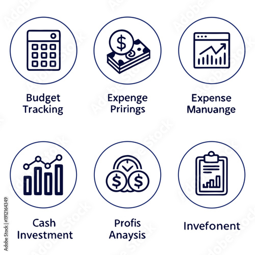 Financial management icons for tracking and analysis Vector