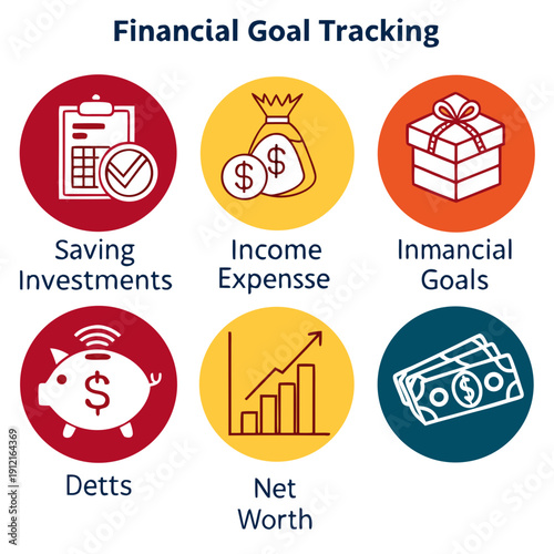 Financial goal tracking concepts and categories Vector