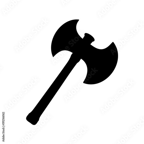 Double Bladed Battle Axe Silhouette on a White Background