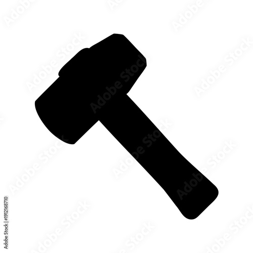 Simple black silhouette image of a rubber mallet against white background