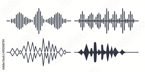 Sound wave patterns in different styles and formats Vector