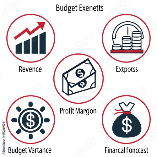 Financial management icons for budget tracking and planning Vector