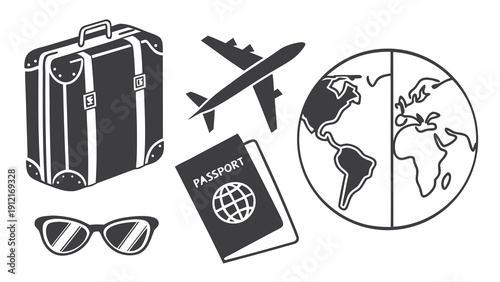 Travel essentials for a journey around the world Vector