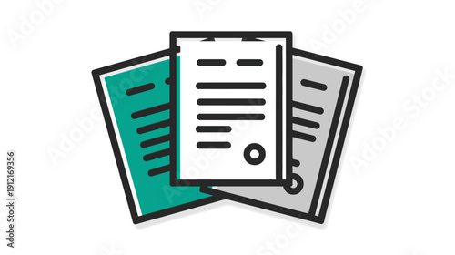 Stack of official documents icon with contract and administrative papers for business, legal, and government concepts