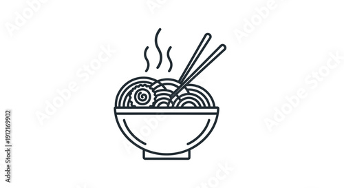 Bowl of noodles with chopsticks illustration culinary delights concept