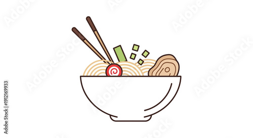 Bowl of ramen with chopsticks on white background isolated vector design