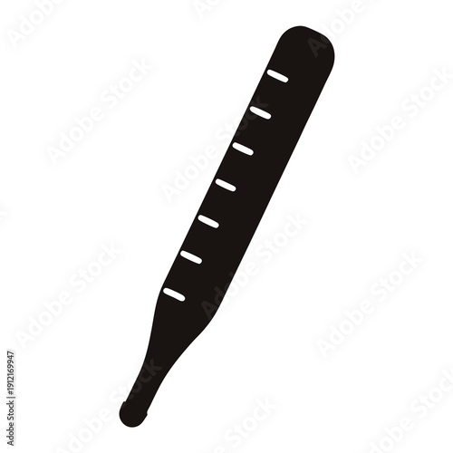 Simple black vector icon of a thermometer with temperature markings