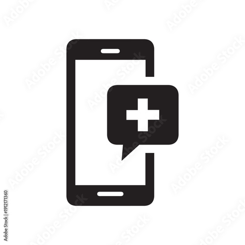 Black single medical call line icon, simple online emergency service flat design pictogram, infographic vector for app logo web website button ui ux interface elements isolated on white background