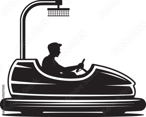 Bumper Car Ride Amusement Park Silhouette Icon