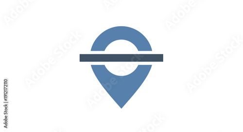 Blue Location Pin Icon with Minus Symbol.